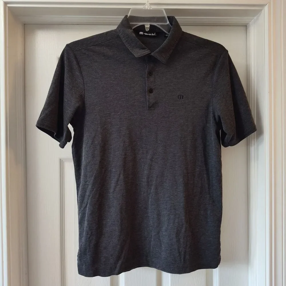 Travis Mathew Mens Size‎ S Gray Short Sleeve Pima Cotton Polyester Blend Polo